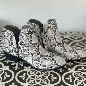 White snake skin booties